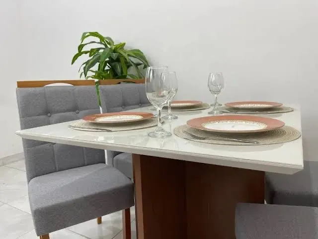Mesa helo 120 cm com 4 cadeiras de jantar - ENTREGA HOJE !!!