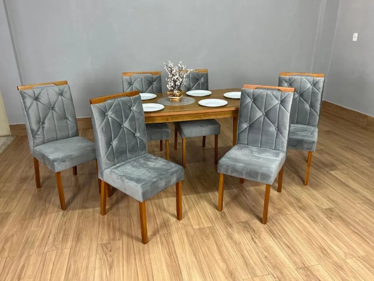 MESA 6 LUGARES ALTO PADRÃO CADEIRAS JÁ MONTADAS EM MADEIRA MACIÇA!! 625LO9