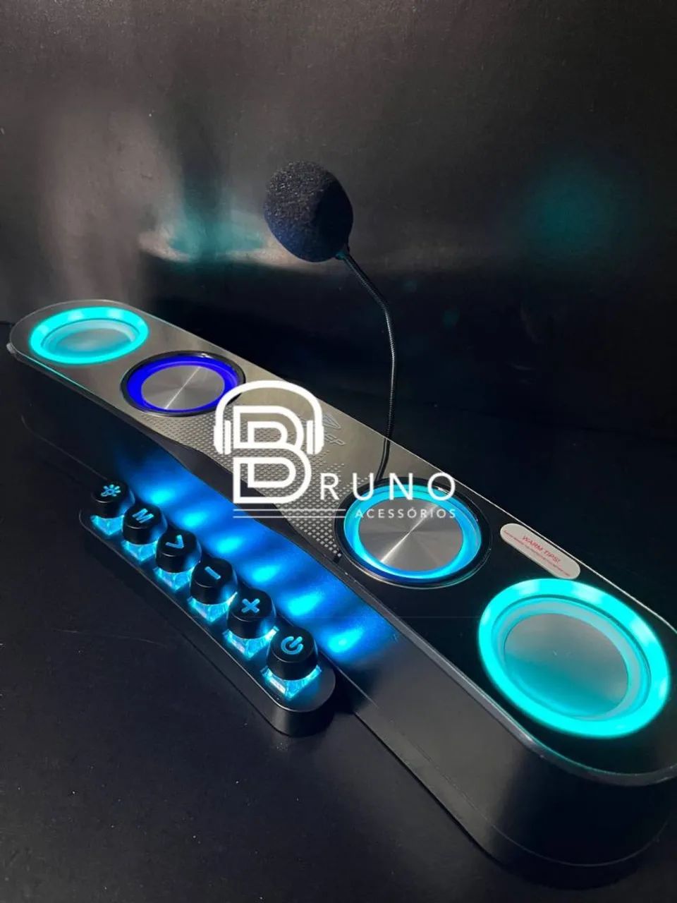 Caixa Som Bluetooth Gamer Pc Rgb Microfone Potente 30w<br> - Foto 3