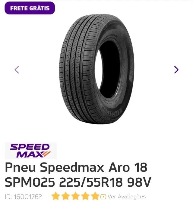 2 Pneus SpeedMax Aro 18 225 55 Novos com nota Renegade Compass Tiggo 5x Eclipse