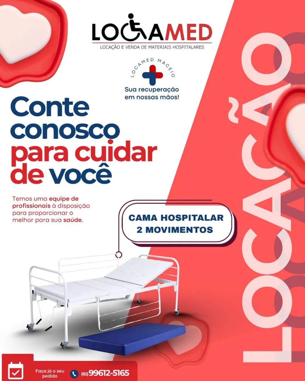Cama Hospitalar 2 Movimentos - Locação