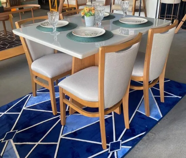 Mesa de Jantar Alice com 4 Cadeiras Marina 120x80 Novo fazemos Entrega