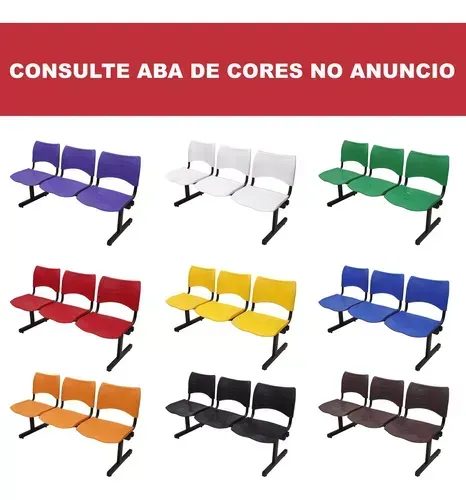 CADEIRAS E LONGARINAS RECEPCAO PVC PES EM AÇO IMEDIATAS LOJA *