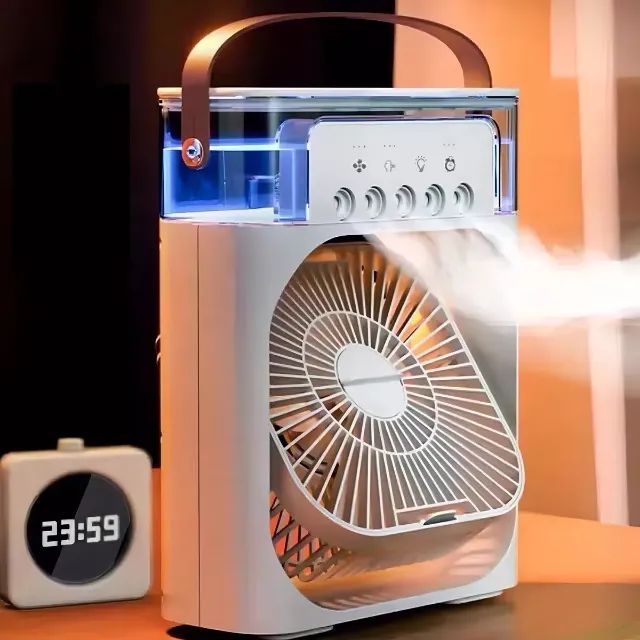 Mini Ventilador Silencioso Portatil Umidificador De Ar climatizador Com Led 