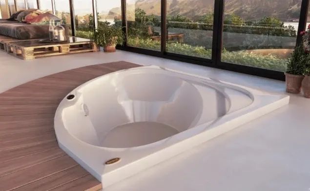NOVA- Banheira Jacuzzi com hidromassagem Dharma de canto 135x135cm