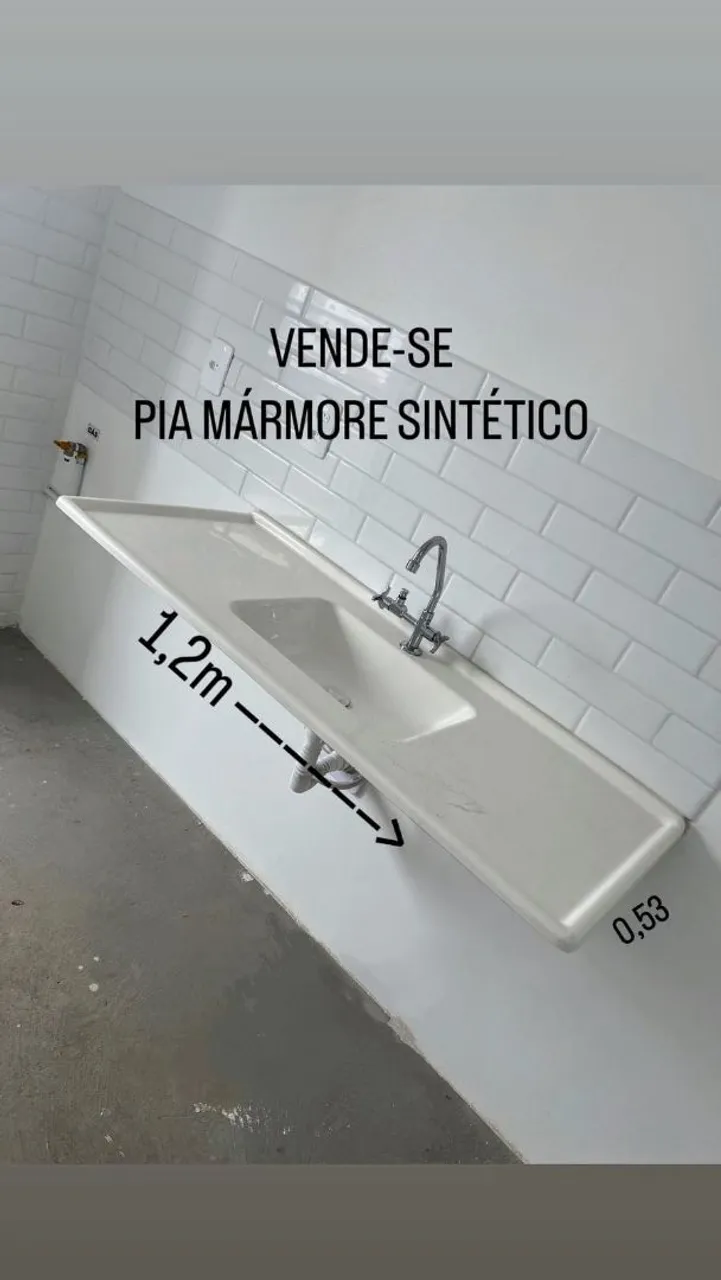 Pia de mármore sintético 1,2m x 0,53m