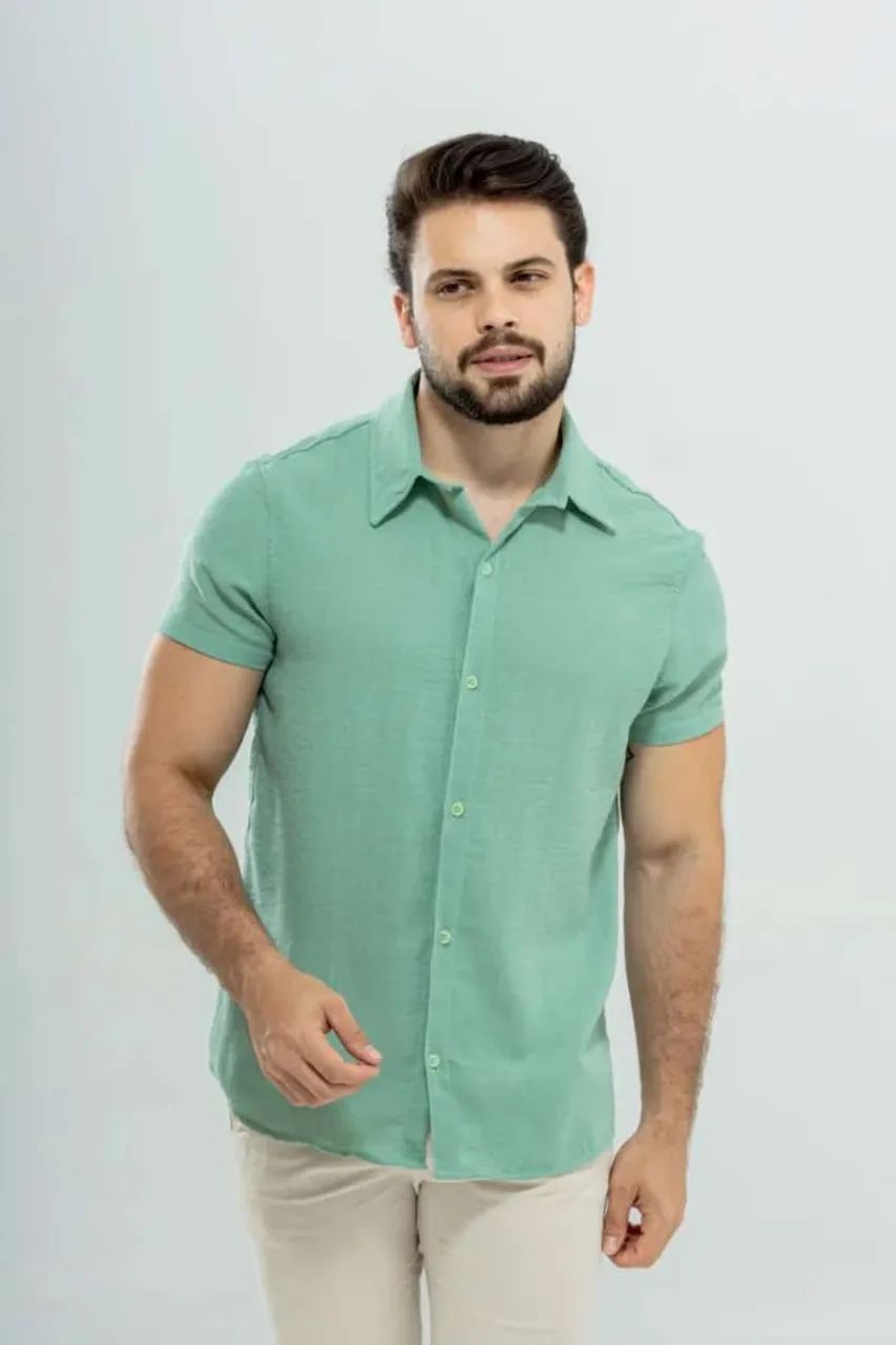 Camisa de Linho Manga Curta - Foto 5