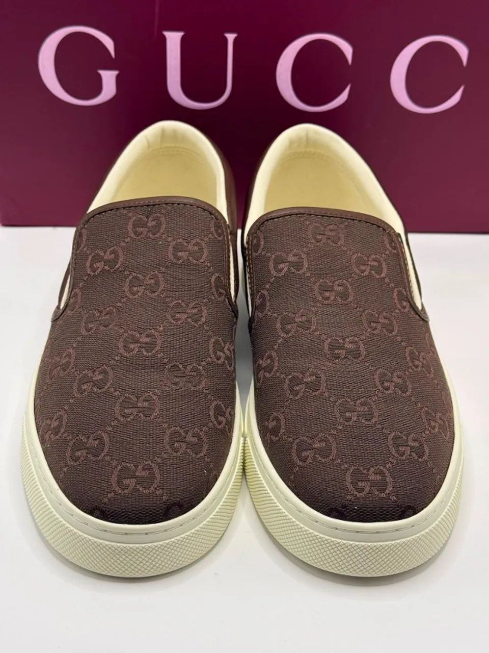Tenis Gucci Slip on Marrom couro - tam 40 - Foto 4