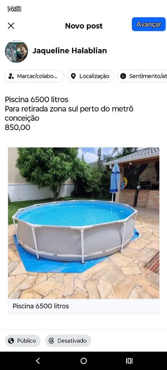 Piscina 6500 litros 