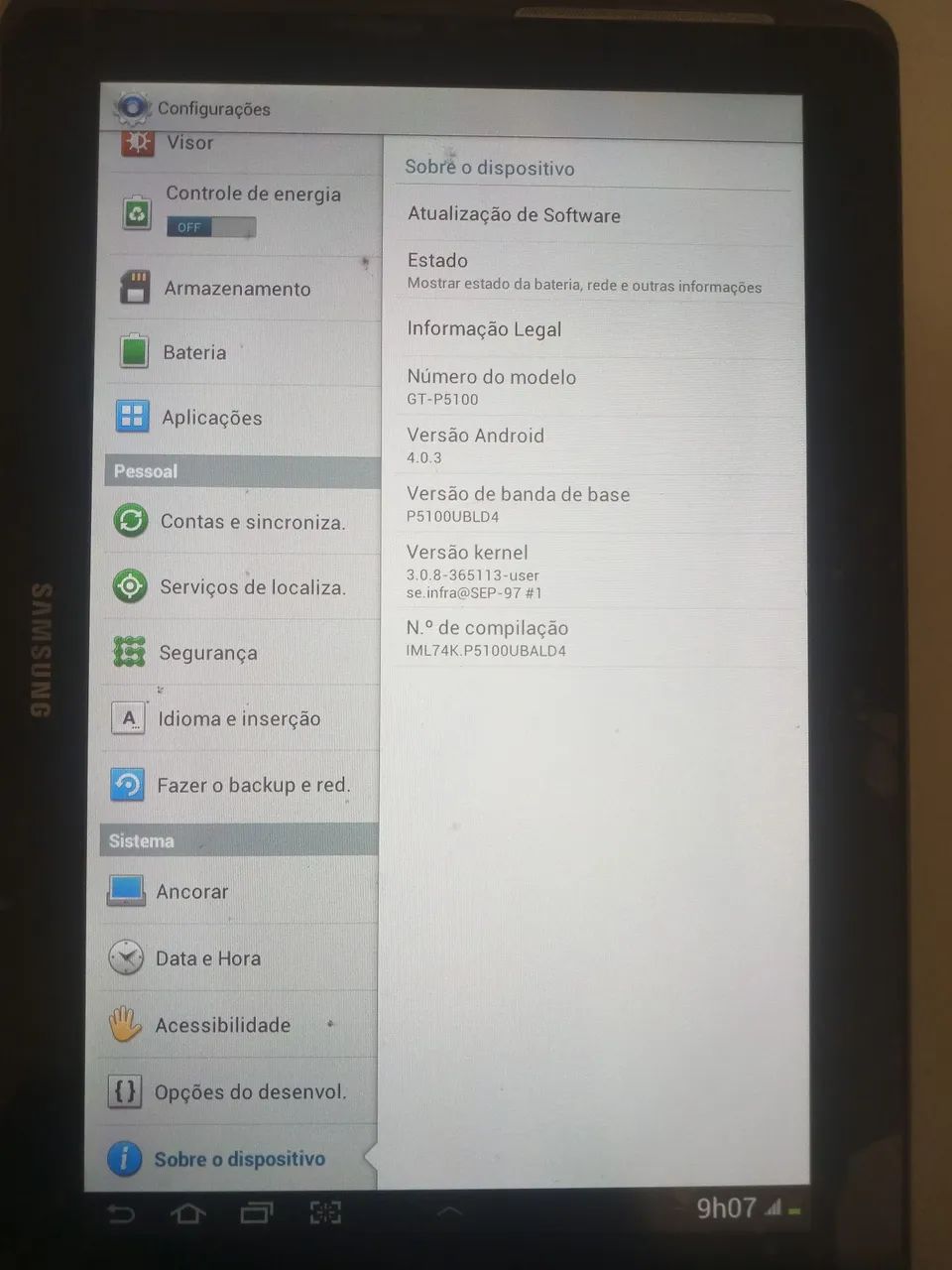TABLET precisa de atualização 