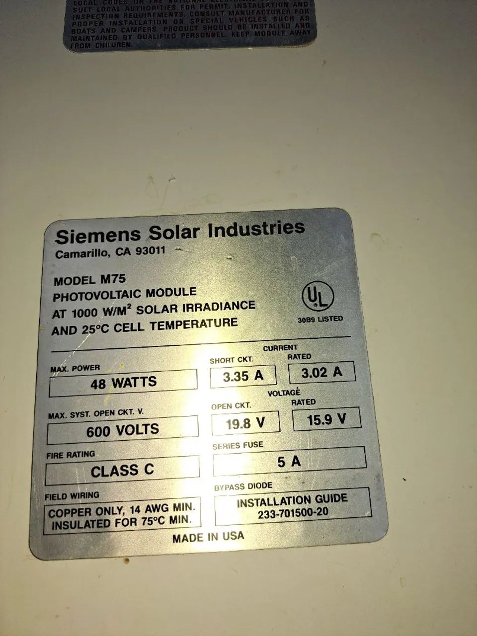 Placa solar Siemens Solar Industries - Foto 3