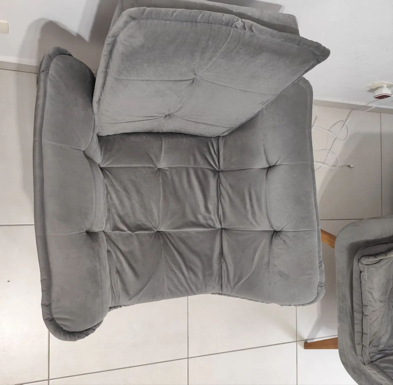 Poltrona 2 PCs cadeira decorativa pés palito cinza - Foto 5
