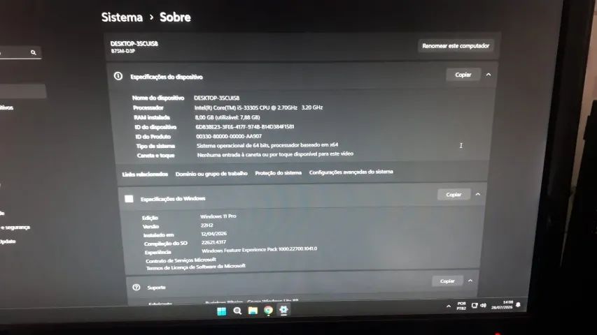 PC Completo i5 8GB + Monitor Samsung 22" + Teclado e Mouse Sem Fio