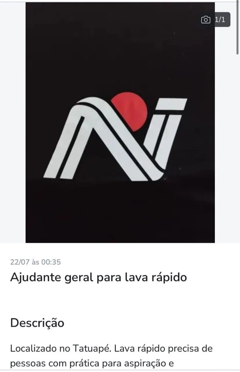Ajudante geral (Lava rápido)