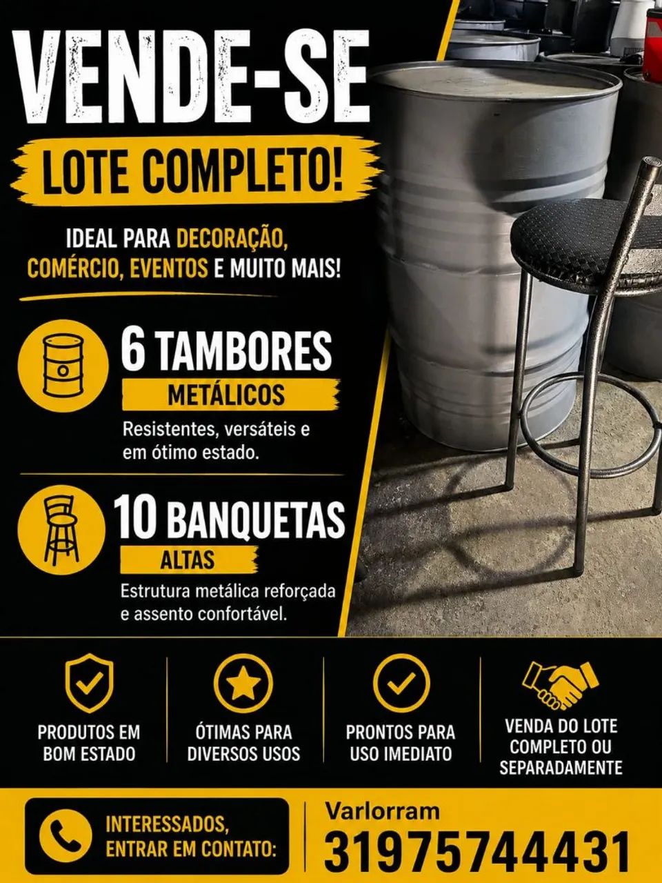 Kit Banqueta alta e tambor 