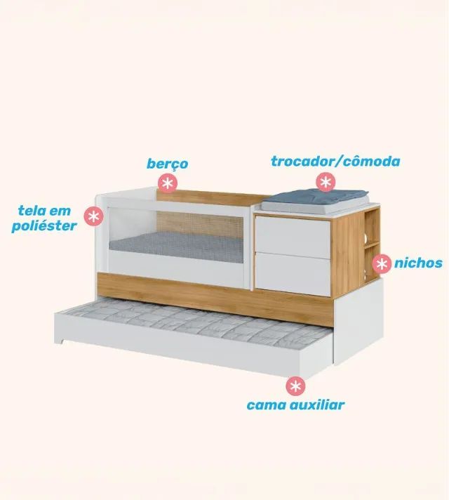 Berço Cama Multifuncional 7 em 1 + Colchão do Berço (Ortobom) - Foto 5