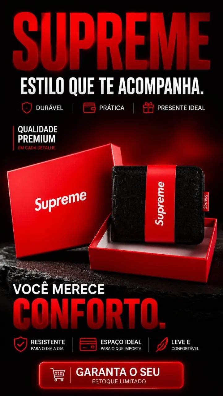 Carteira supreme preta