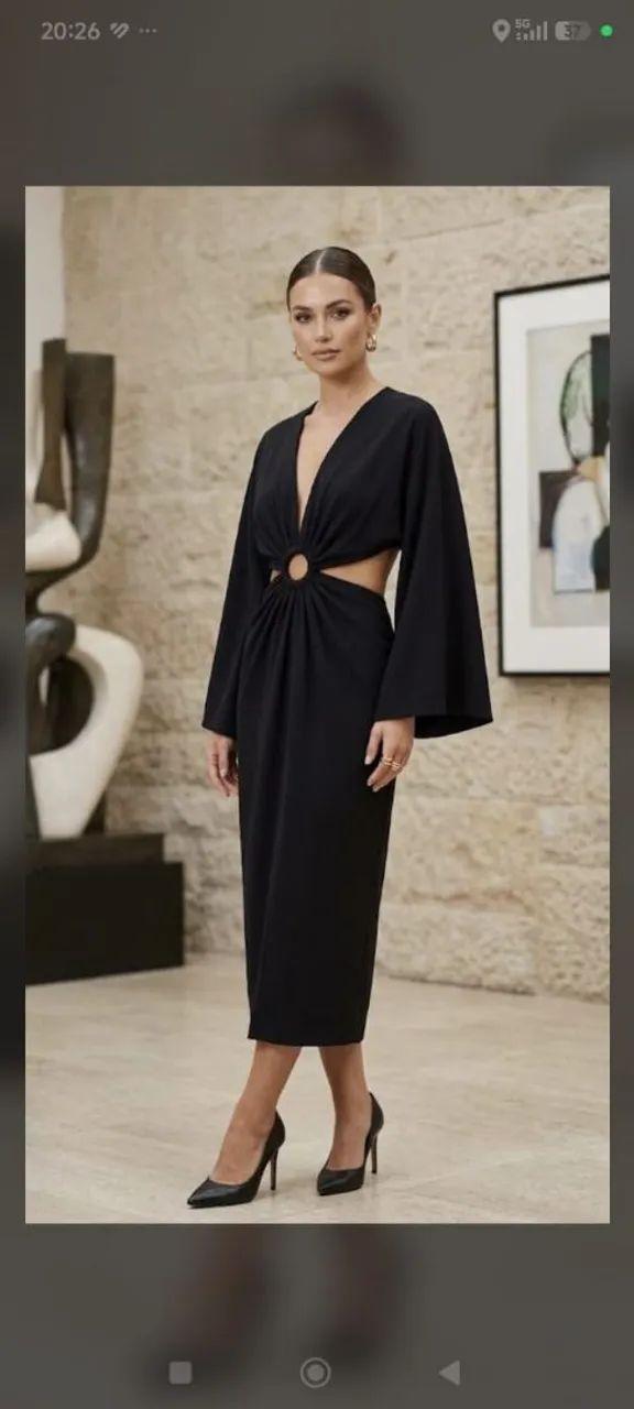 Vestido mídi cor preto 