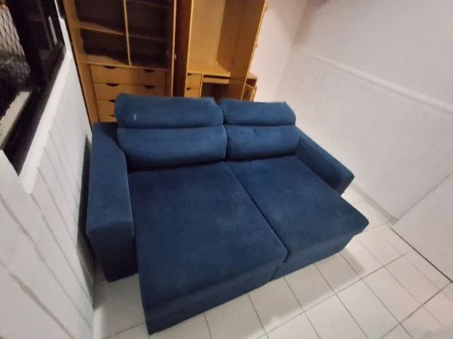 SOFÁ-CAMA reclinável / extensível azul marinho - Foto 4