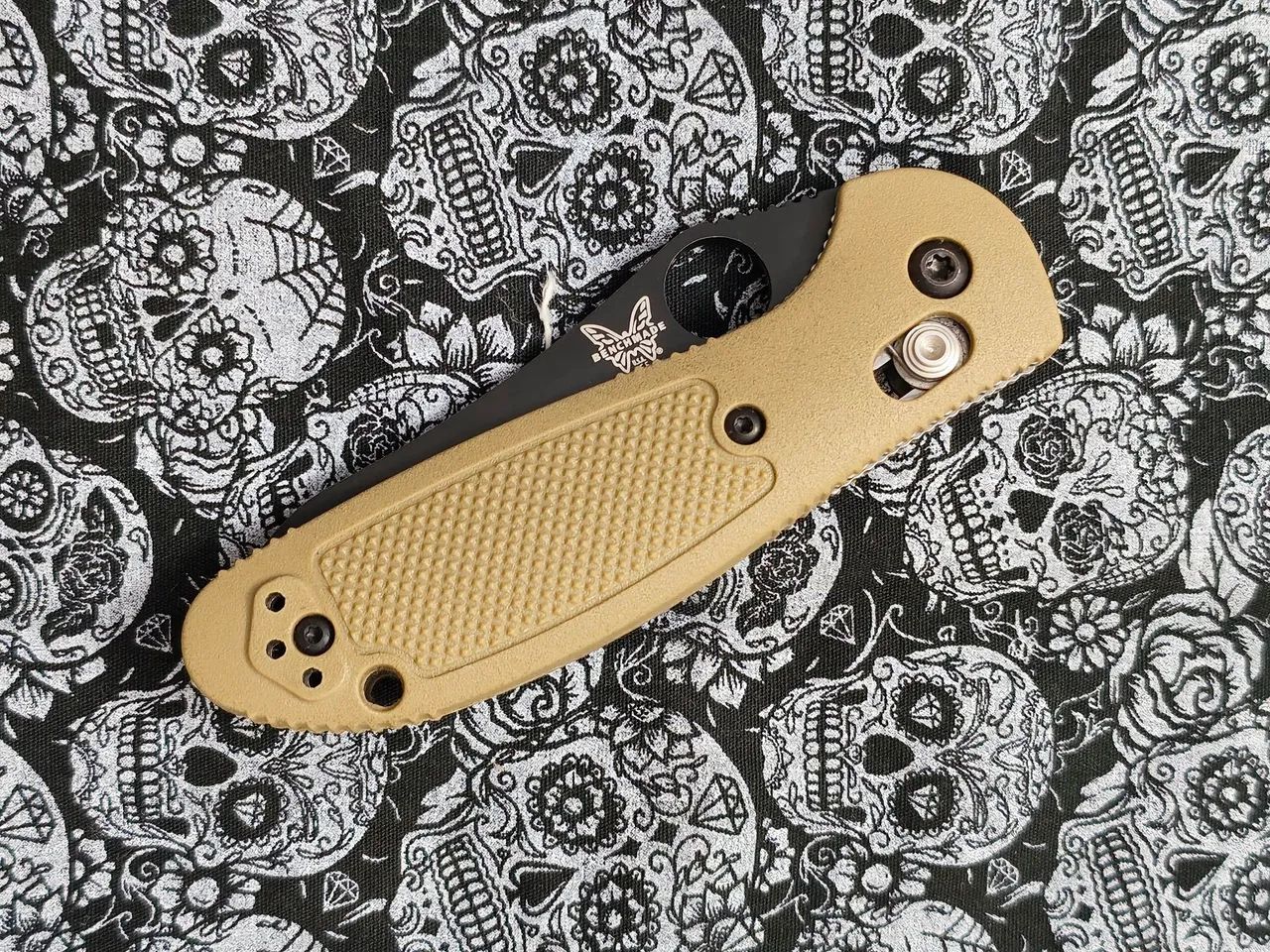 Canivete Benchmade Mini Griptilian #555BKHGSN Black Sheepsfoot Blade Plain,Sand Handle USA - Foto 5