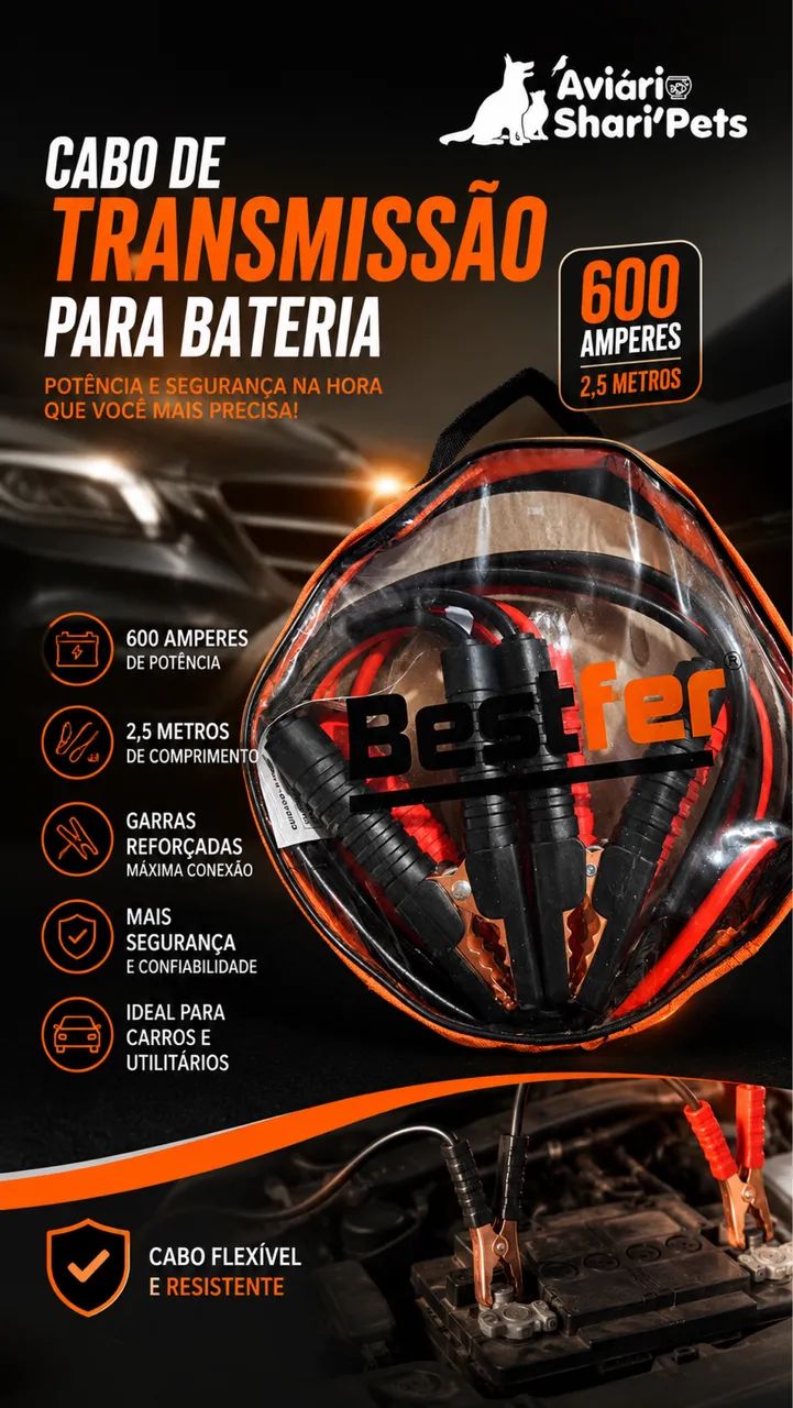 Cabo transmissão P/bateria carro