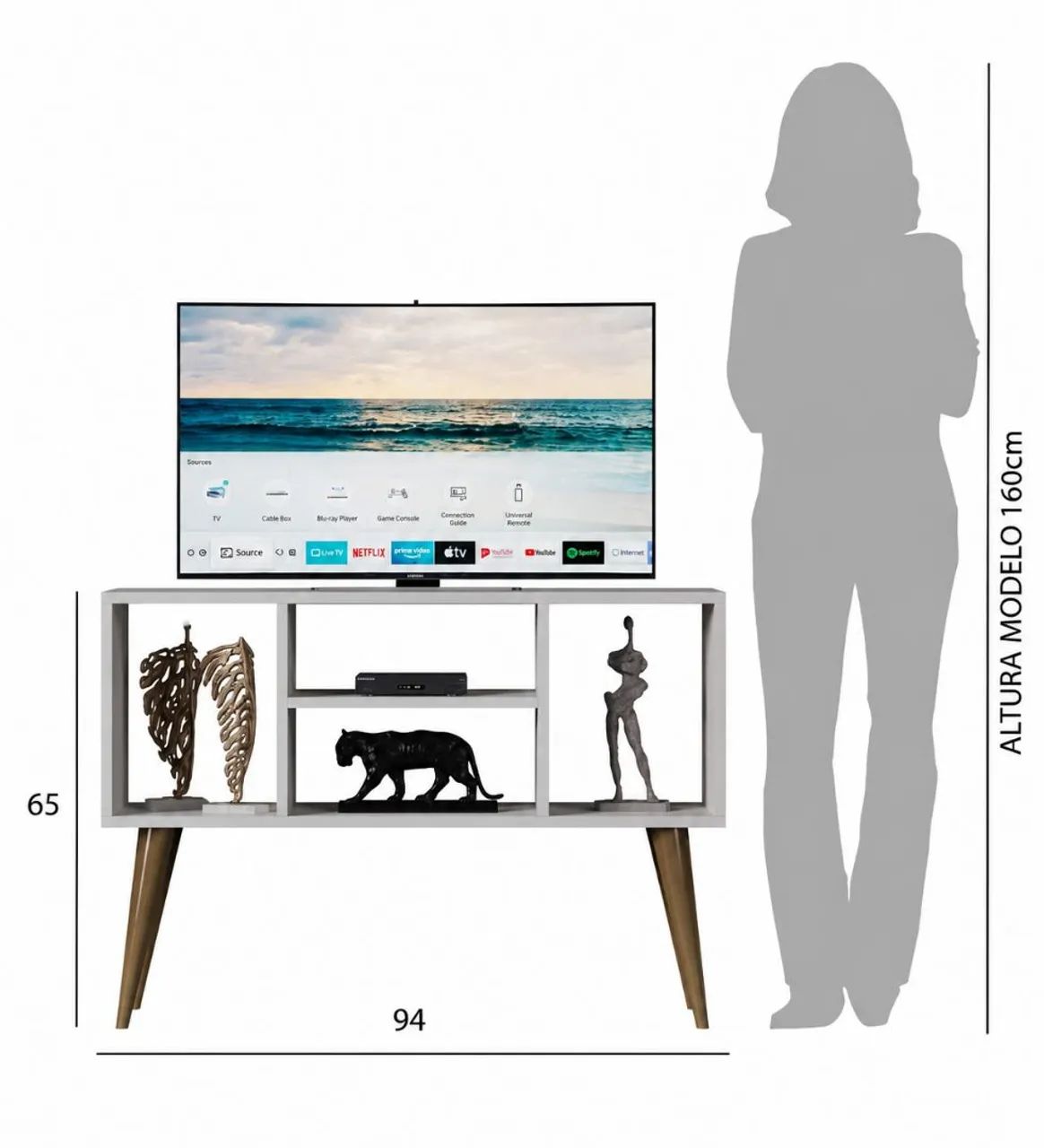 Rack Para TV Até 40 Polegadas Retrô Moderno Para Sala E Quarto Compacto Noruega - Foto 3