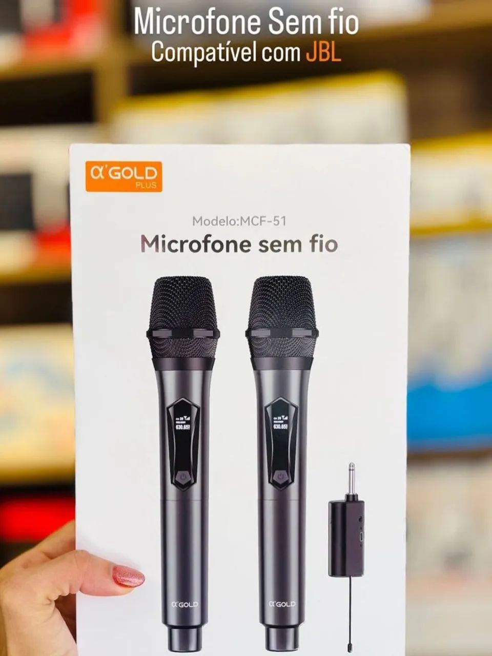 Microfone Sem Fio ? GOLD PLUS MCF-51 | Compatível com JBL | 2 Microfones + Receptor   - Foto 2