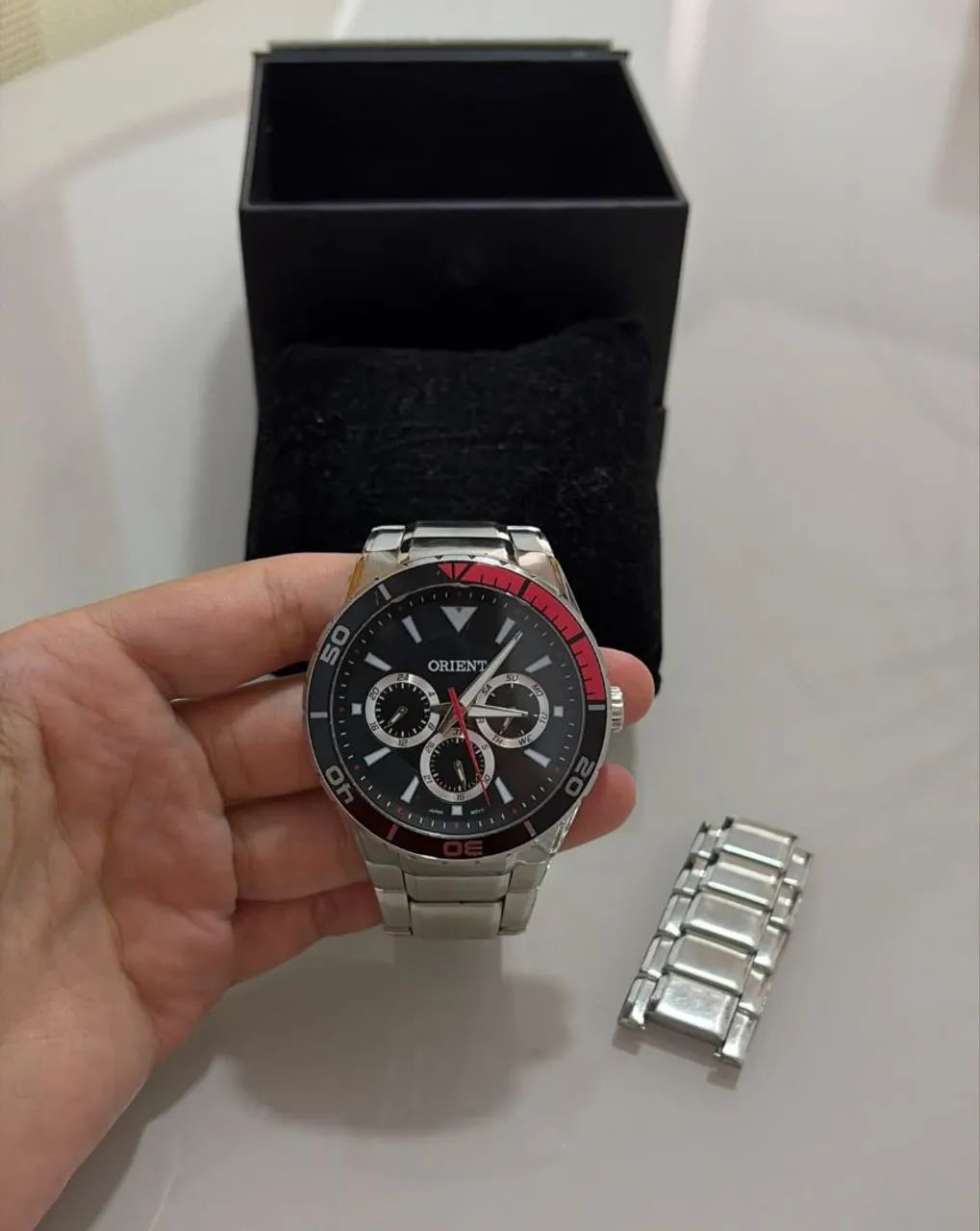 Relógio Orient Masculino de Aço Prata com Fundo Preto - Foto 2