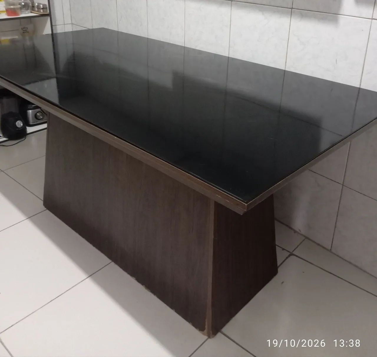 Mesa tampo de vidro 