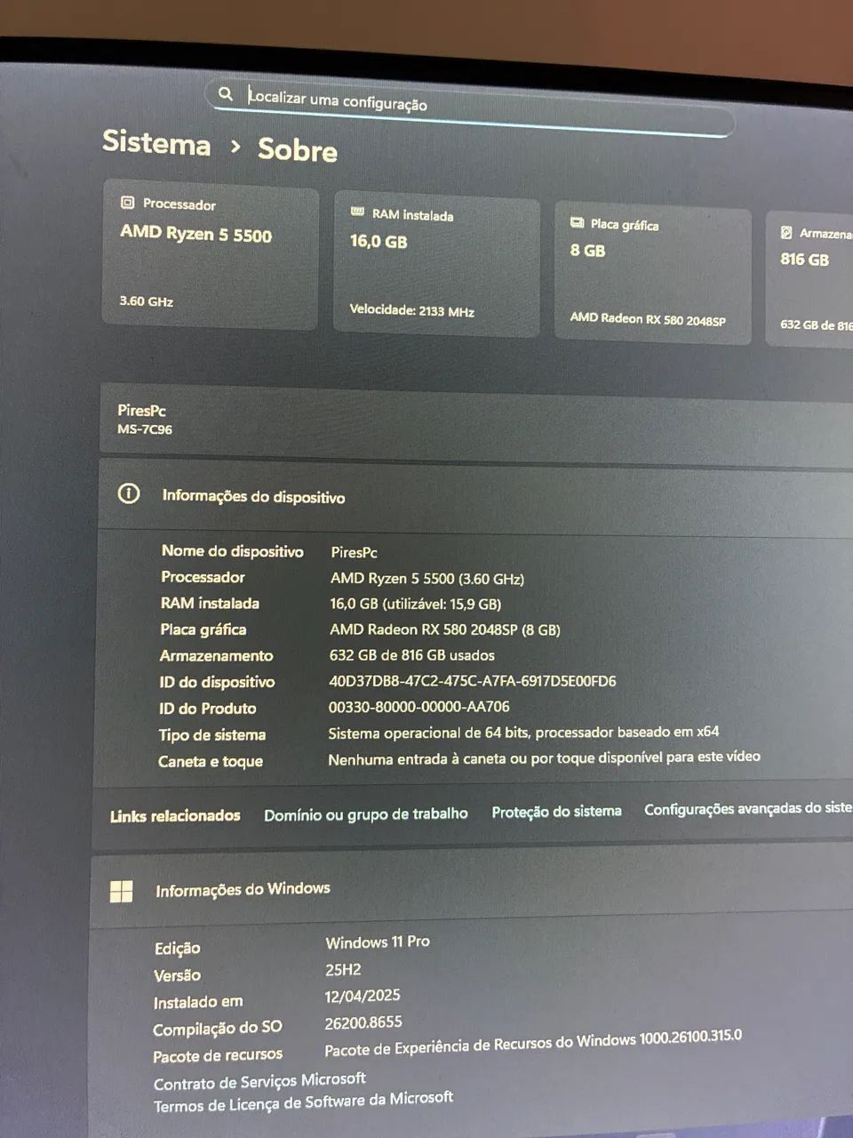 Pc Gamer ryzen 5500 rx 580 - Foto 5