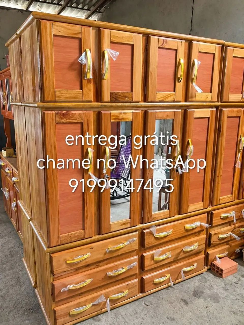 Guarda roupa de casal 4 portas espelhado novo frete grátis 
