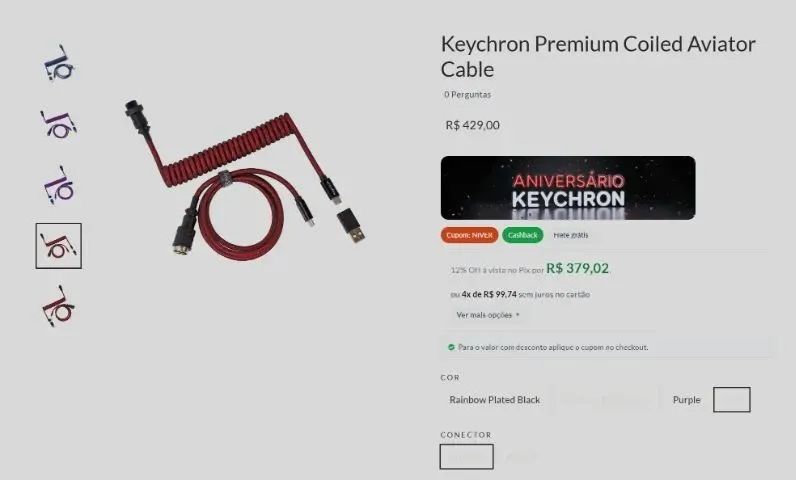 Cabo Coiled Premium Keychron Vermelho (SP) - Foto 2