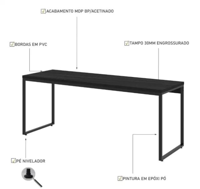 Mesa Dynamica Diretor 180X60X75cm - Foto 2