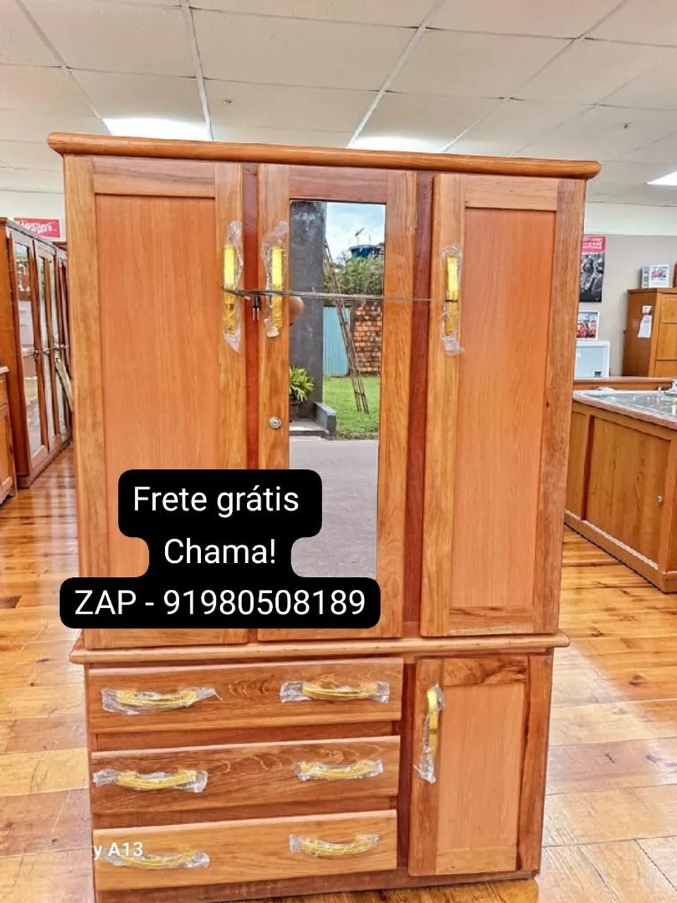 Guarda roupa de solteiro 3 portas com espelho NOVO! - Foto 2