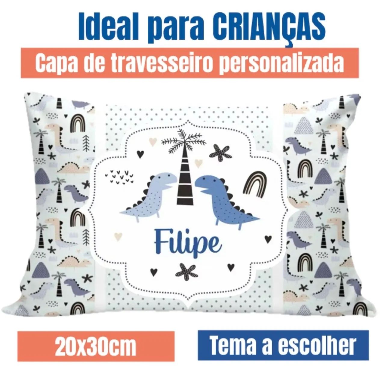 Capa de Almofada Personalizada 20x30 cm Com foto, nome, tema a escolher