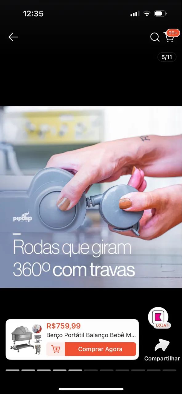 Berço portátil com balanco - Foto 6