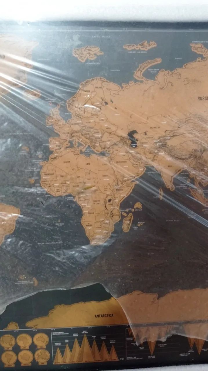 Quadro Mapa Mundi Raspadinha (Scratch Map) - Edição Deluxe Black - MDF - Foto 2