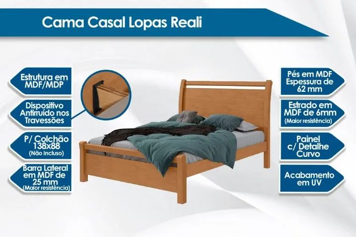 Cama Casal Reali Conforto e Elegância - Foto 2