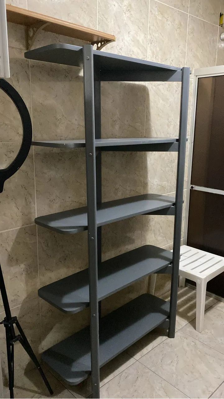 Estante Multiuso Minimalista Grafite - 5 Prateleiras - Reforçada