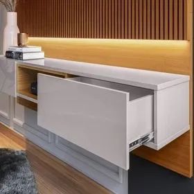 Painel Para Tv Até 70 Polegadas Com 2 Gavetas Ripado 3D - Promoção - Foto 3