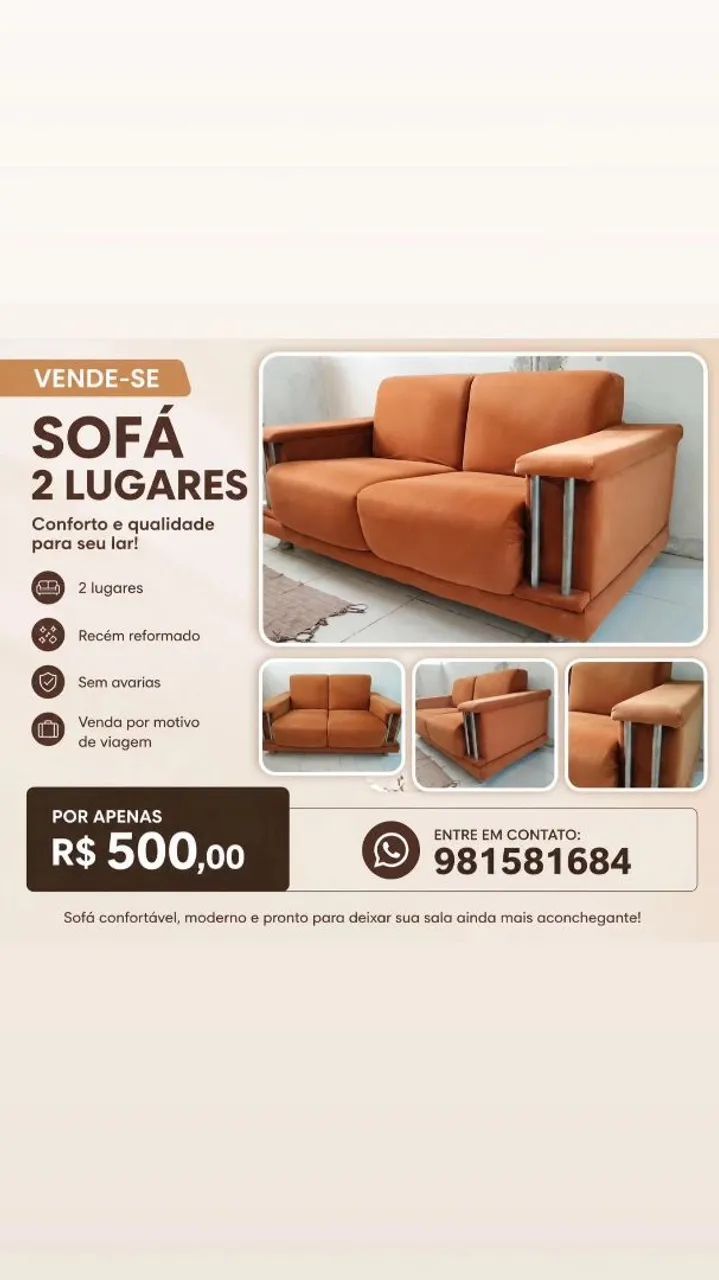 Sofá 2 lugares amplo