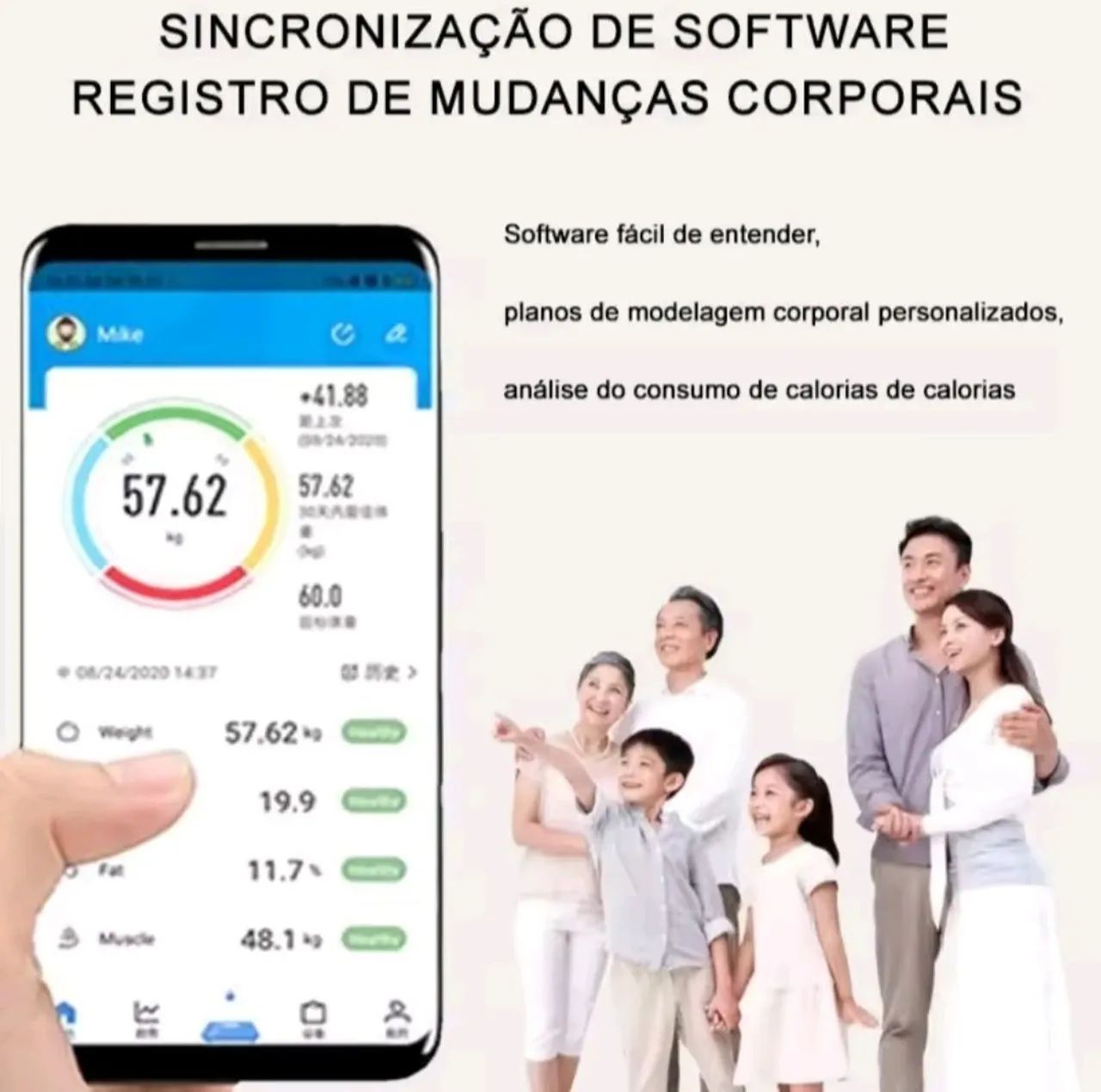Balança corporal Bioimpedância digital 180kg com aplicativo integrado - Foto 3