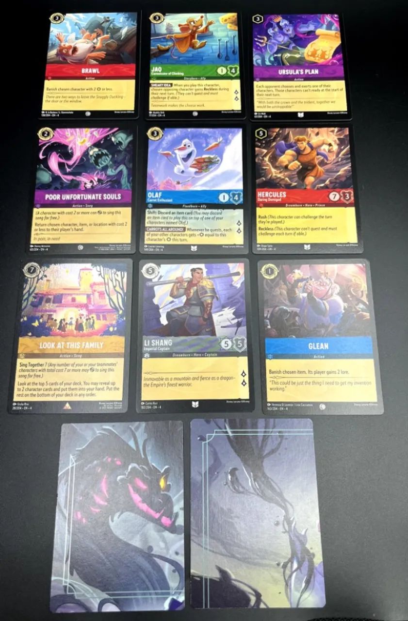 DISNEY LORCANA TCG CARTA COLECIONAVEL ORIGINAL LOTE COM 11