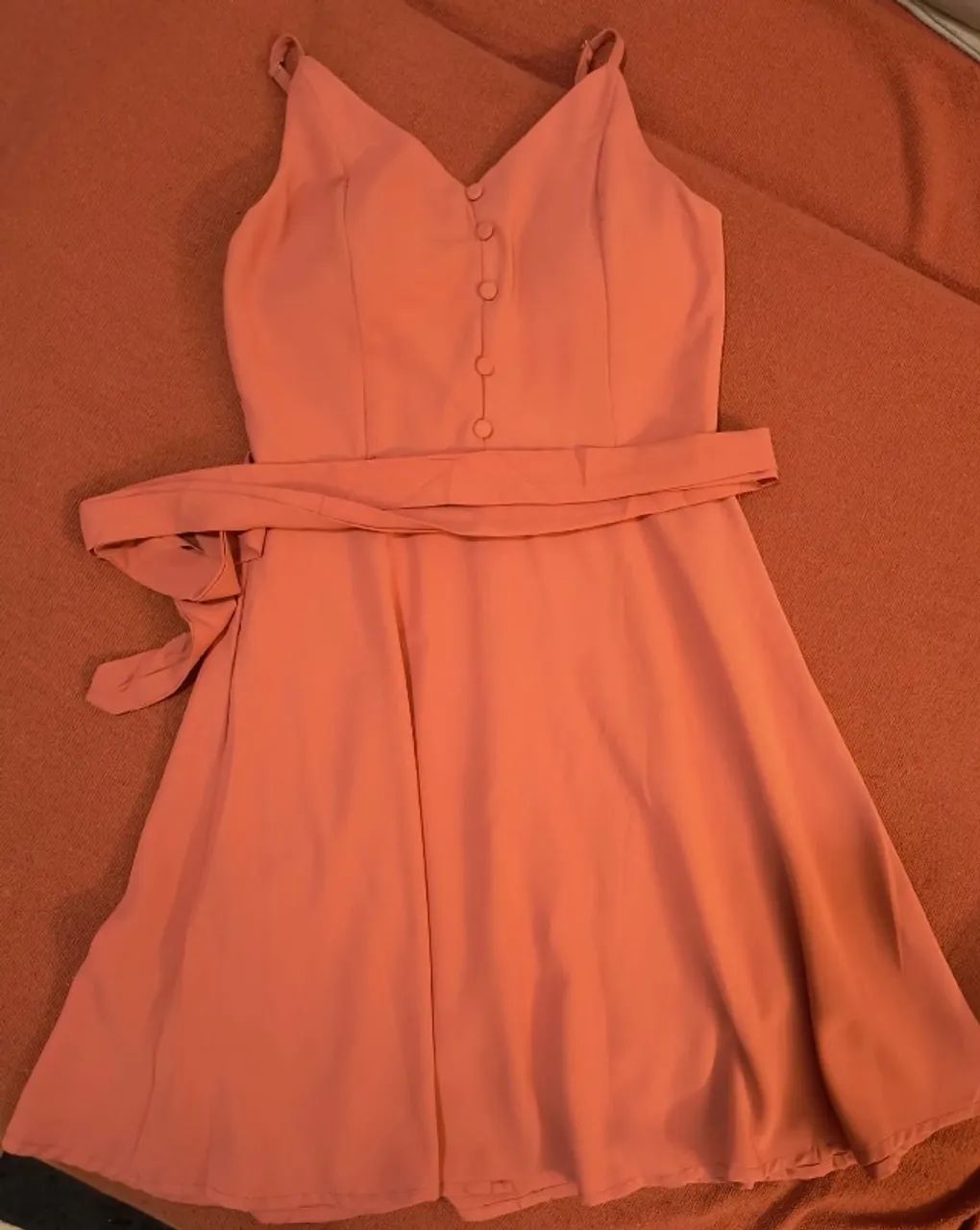 Vestido Salmão Acinturado - Foto 3