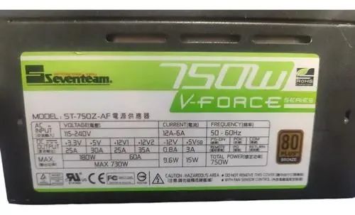 Fonte Seventeam V-Force 750W Semi Modular (USADA, SEM CAIXA)