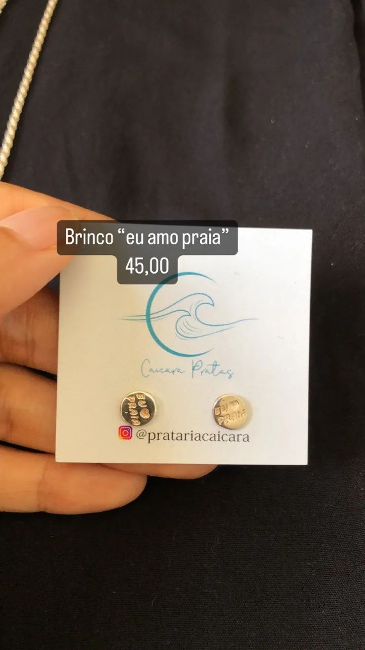 Brinco de Prata 925 - Eu amo praia