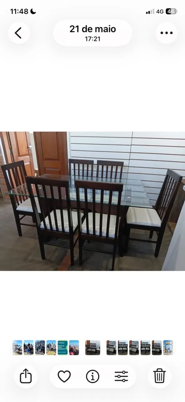 Mesa de jantar em vidro de seis lugares com cadeiras - Foto 2