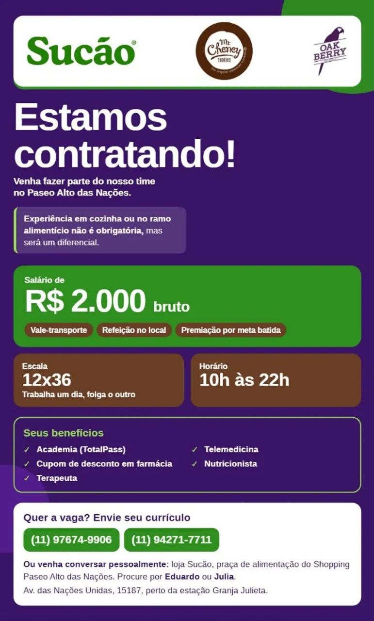 Oportunidade de emprego 