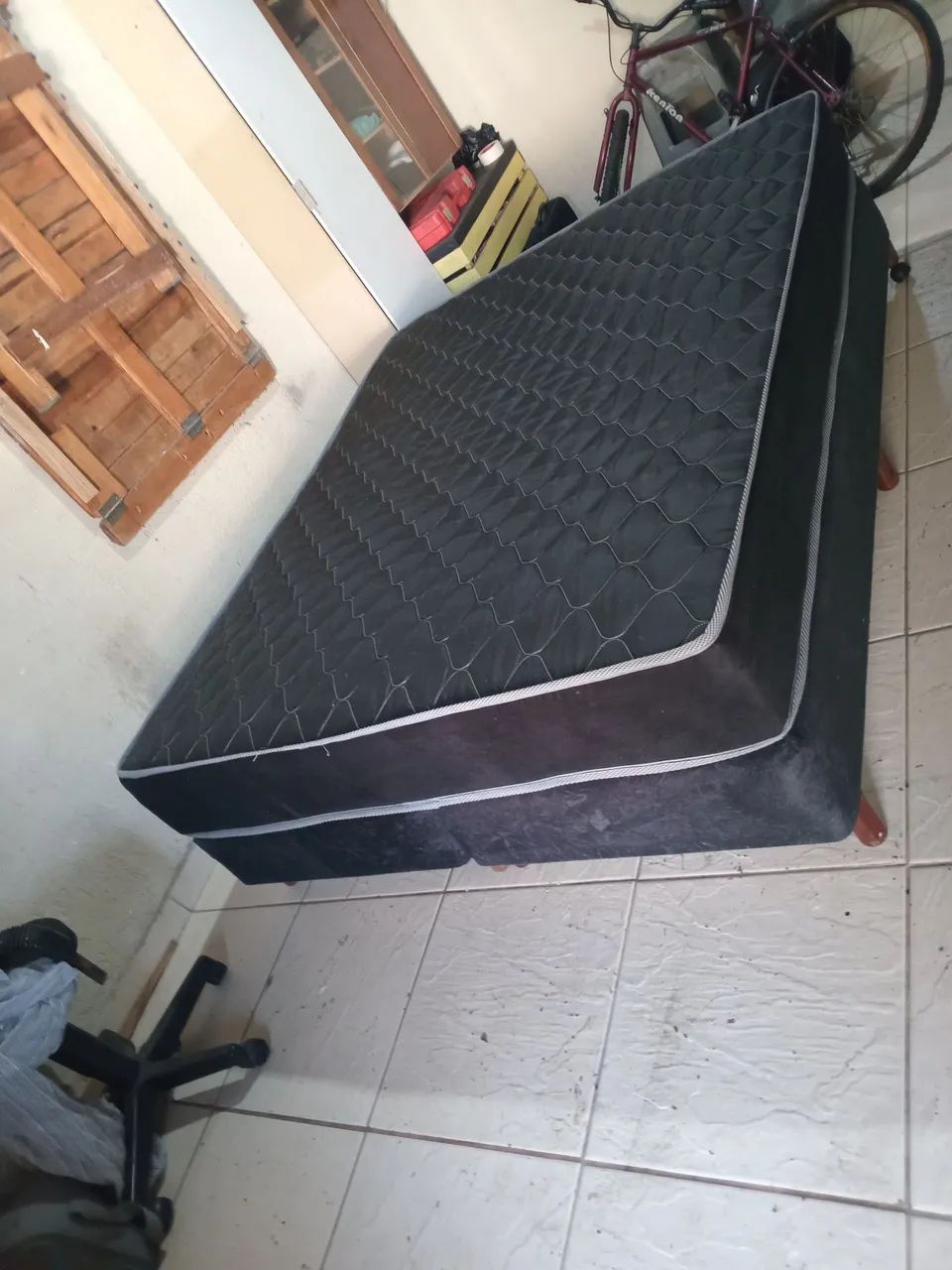 Cama box casal queen 158x198 reformado com colchão  - Foto 4
