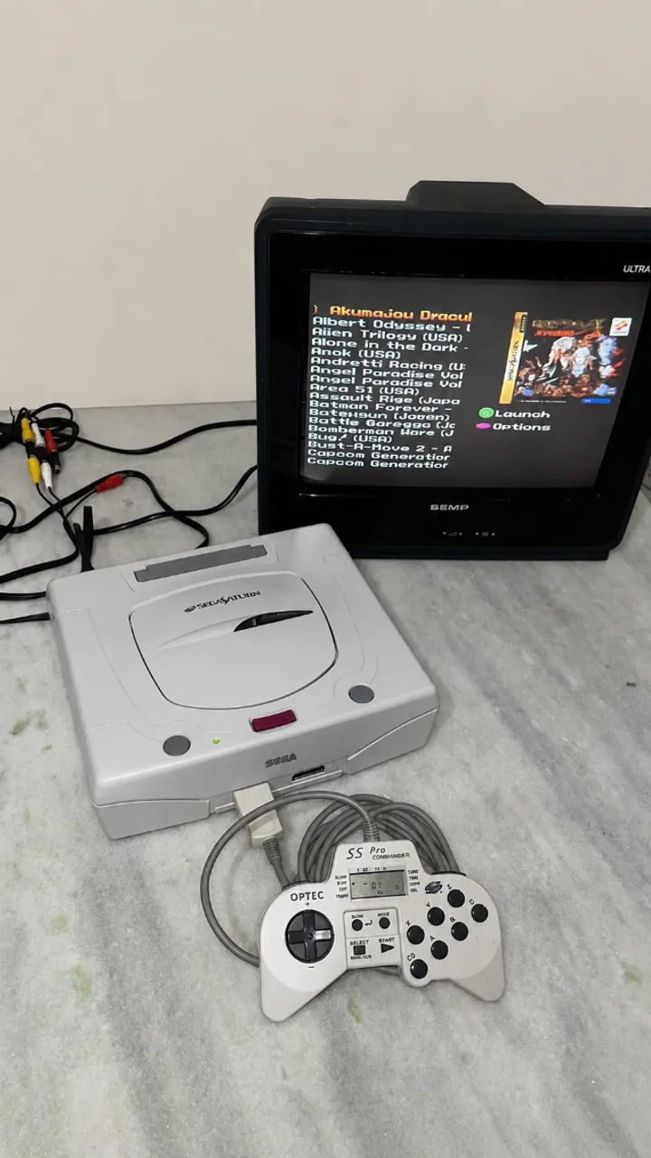 Sega Saturn com Placa Fenrir e 130 jogos + -